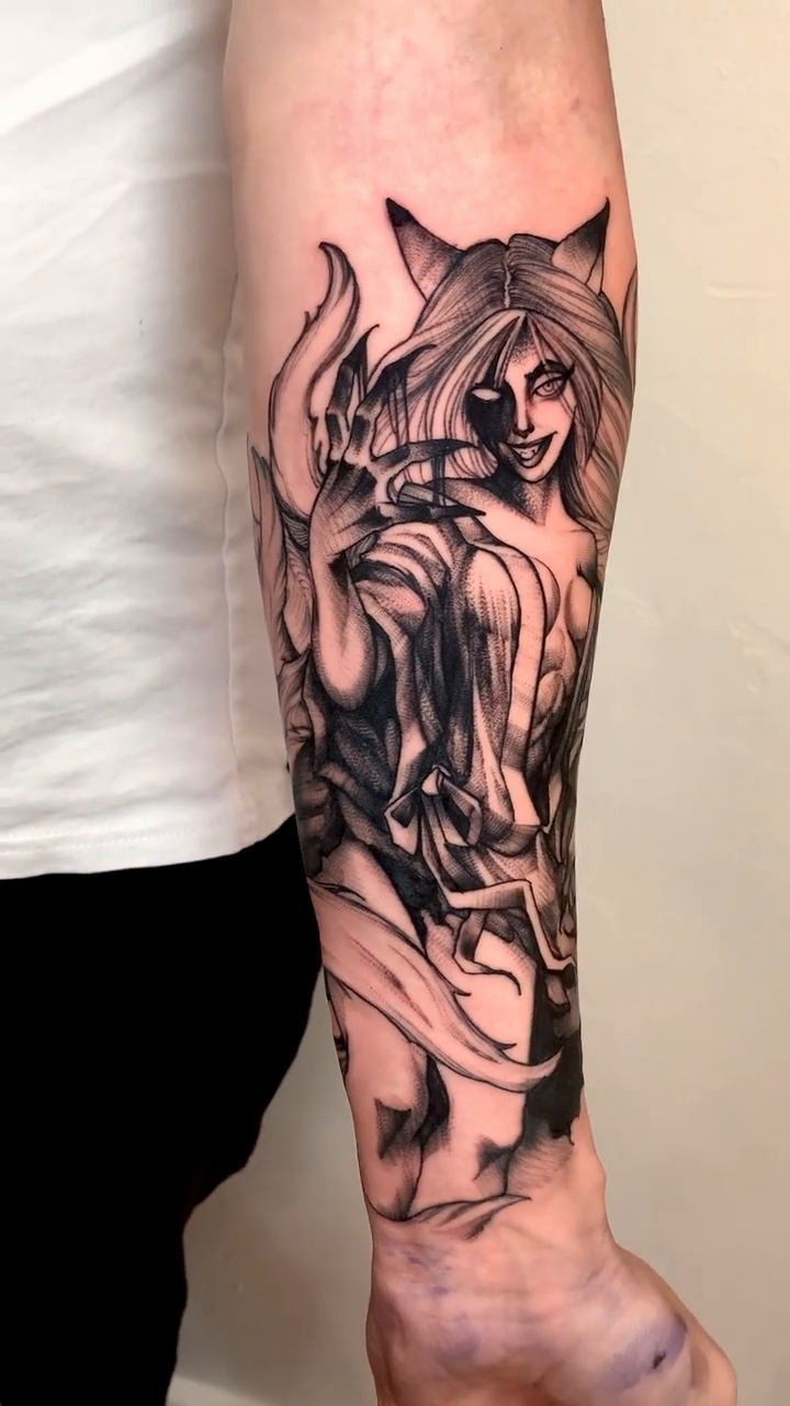 Woman with fox ears realism tattoo by ⚔ Dylan Smith ⚔, Richmond, Virginia
