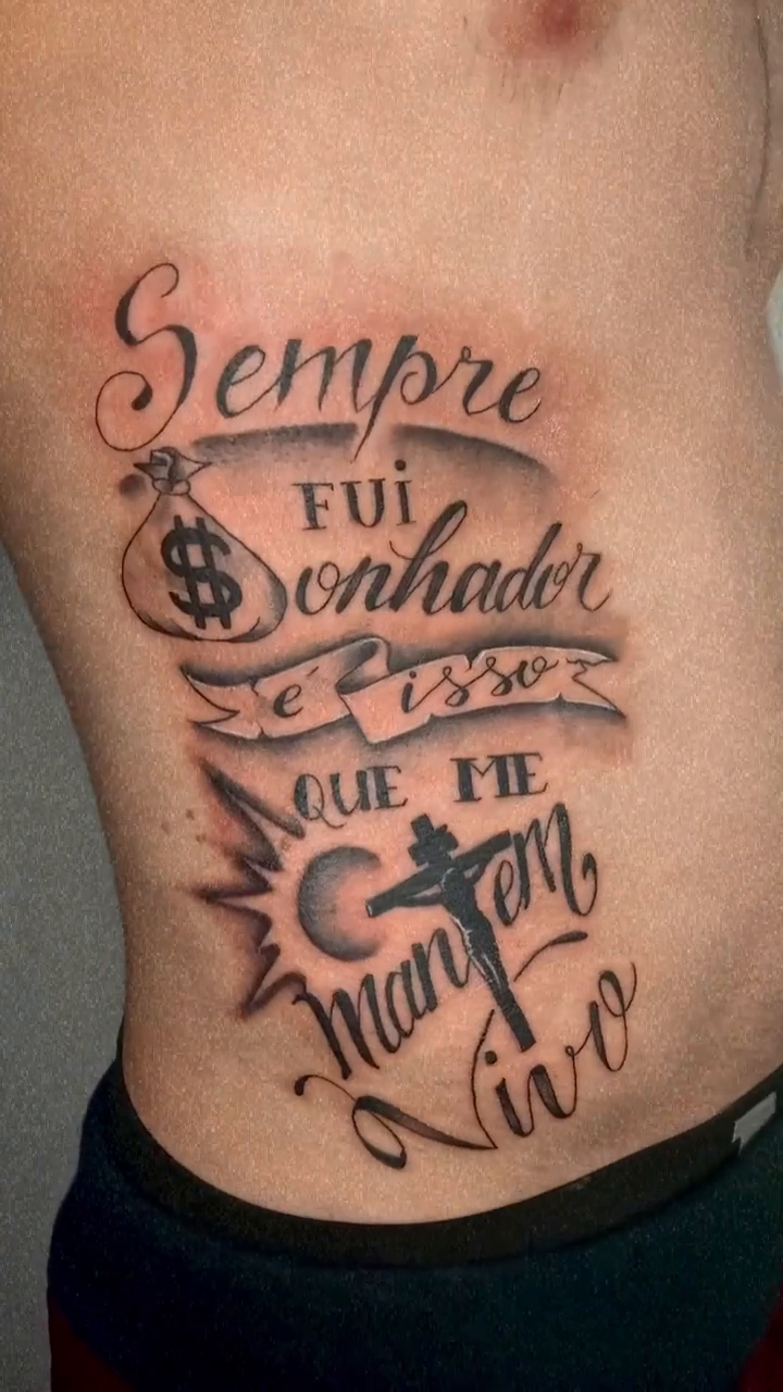Tattoo by @sdtatoo — lettering_script, black_and_grey