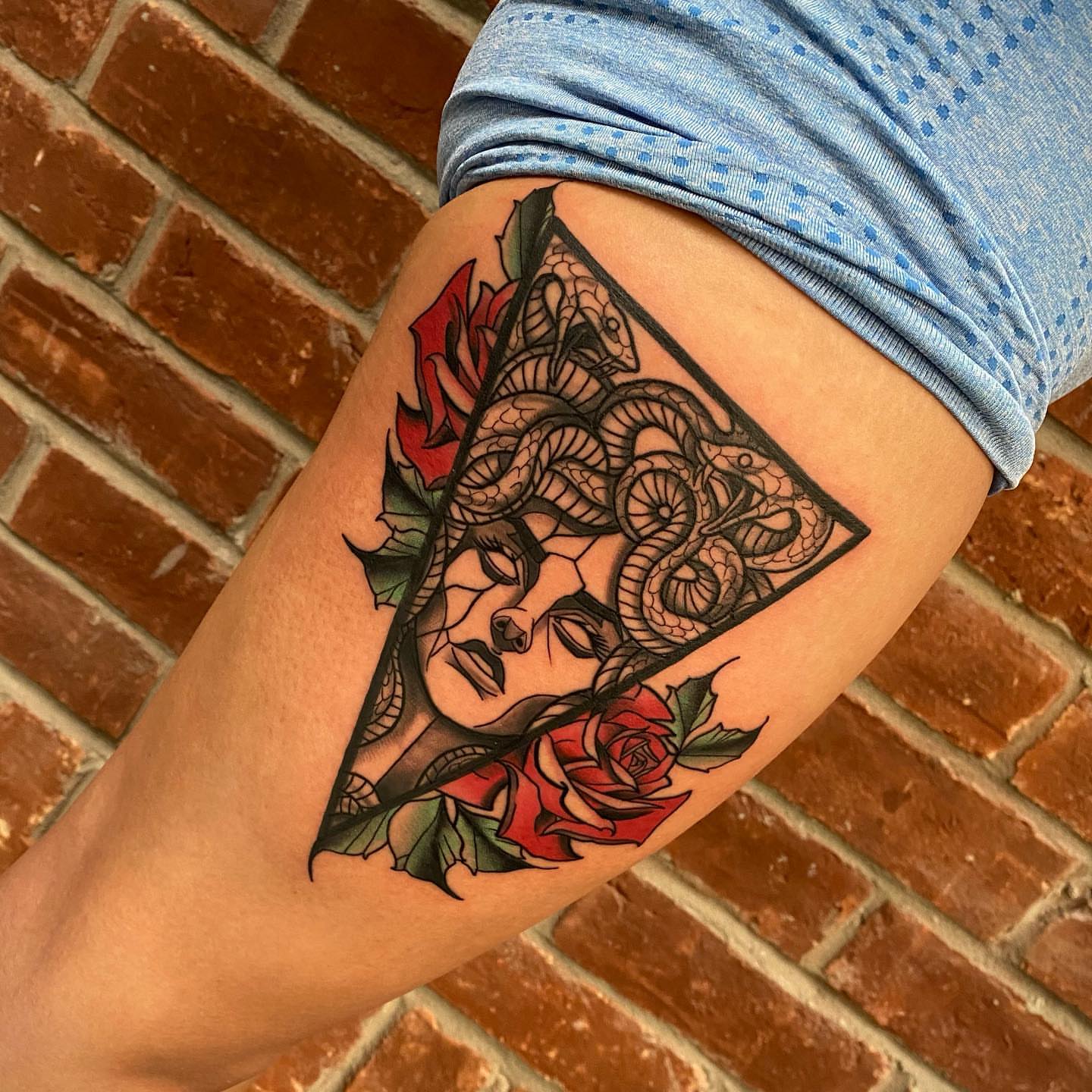 Tattoo by @mcglonetattoos — american_traditional, geometric
