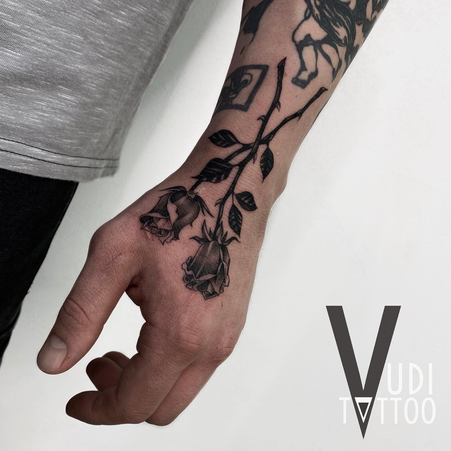 Tattoo by @vudi_tattoo — black_and_grey