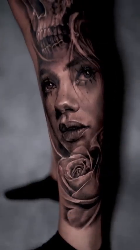 Tattoo by @inkedbydaniela — dark_realism, black_and_grey