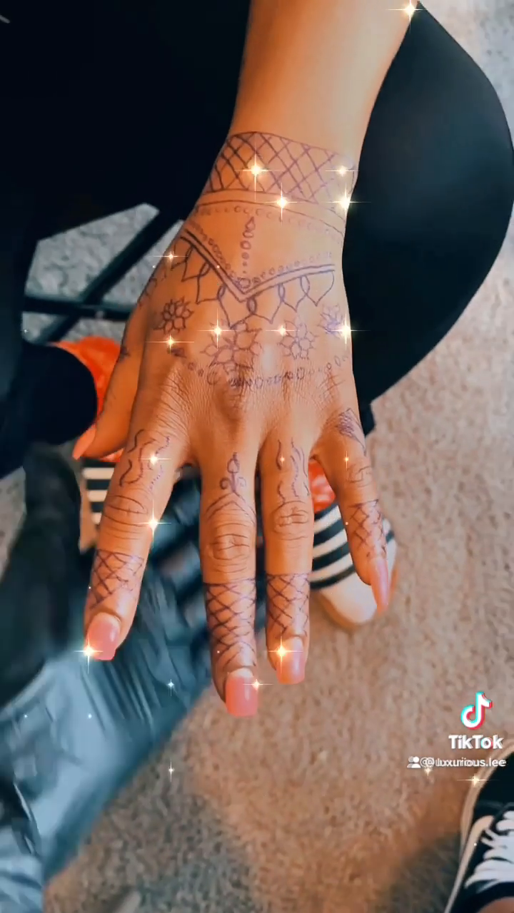 Geometric hand tattoo ornamental tattoo on the hand by ꧁༺𝓛𝓮𝓮༻꧂