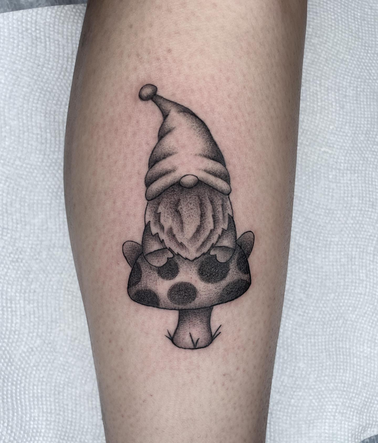 Gnome dotwork tattoo on the forearm by Jenn ★ Reid