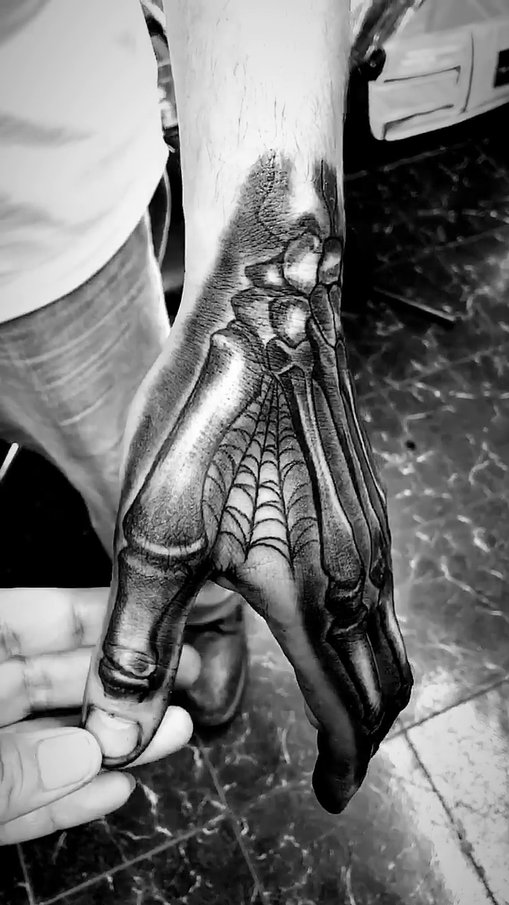 Skeleton hand with spiderweb realism tattoo by π π π β π π π π