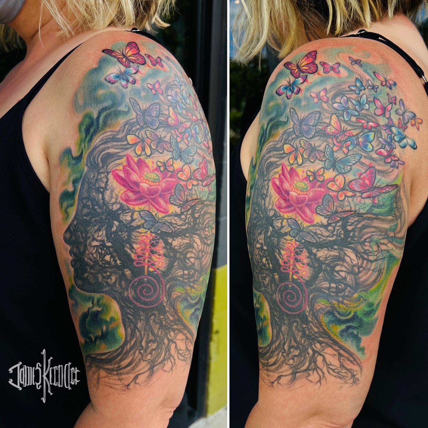 Tattoo by @jameskernart — dotwork, watercolor