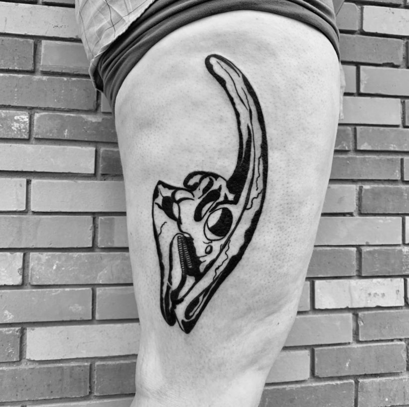 Chili pepper black and grey tattoo on the thigh by s͓̽a͓̽w͓̽n͓̽j͓̽a͓̽