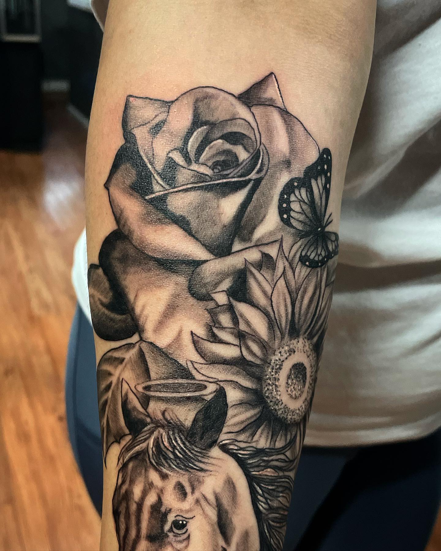 Flower bouquet realism tattoo on the forearm by Immortal BAYAREA TATTOO ARTIST