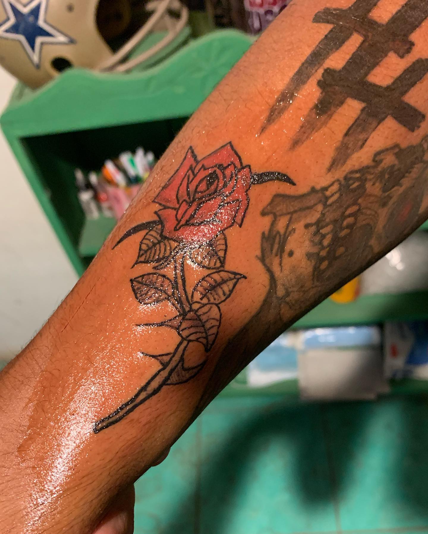 Rose American traditional tattoo on the forearm by El Zepa