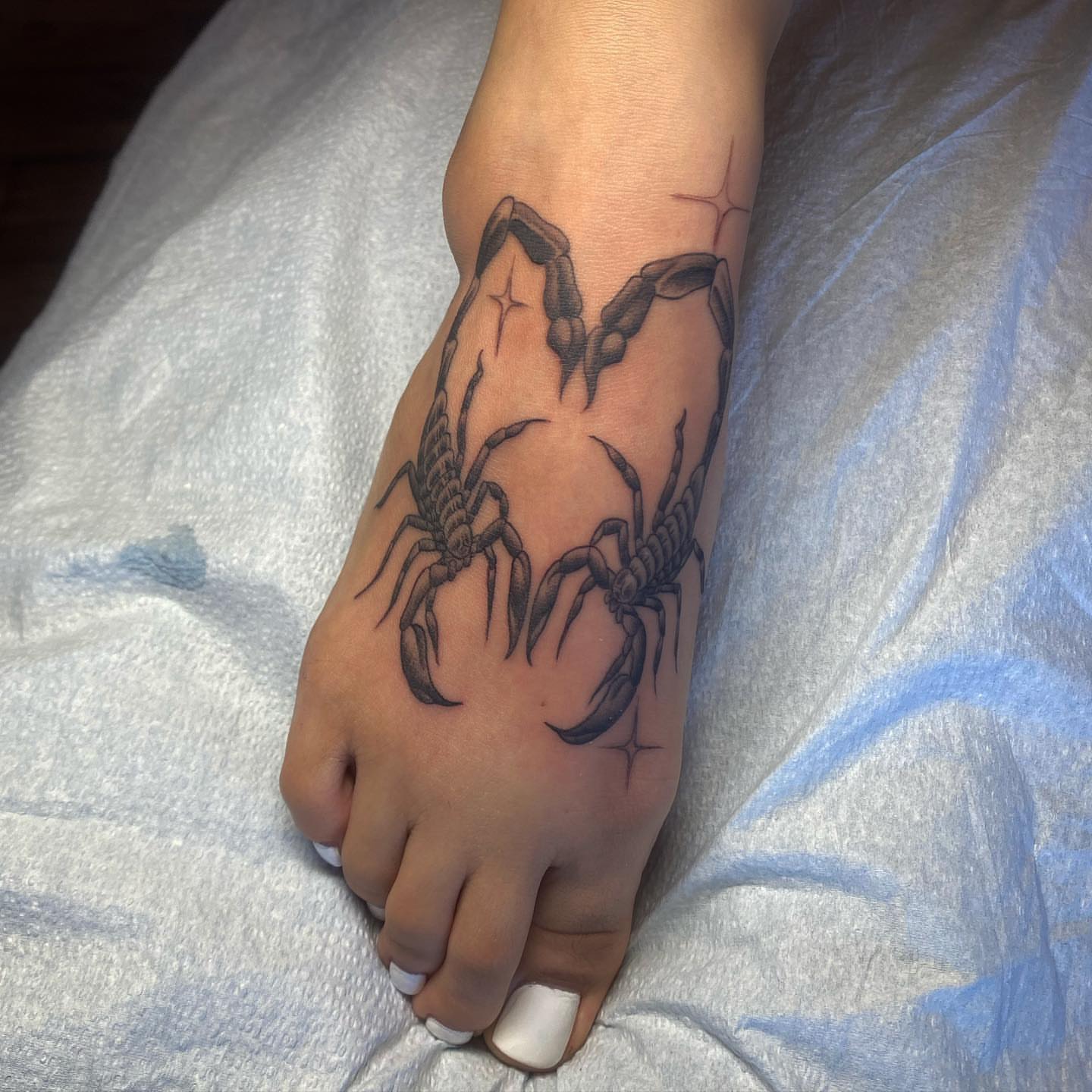Scorpion black and grey tattoo on the foot by ⠀⠀ ⠀ ⠀ ⠀⠀ ⠀⠀ ⠀⠀ ⠀ ⠀⠀ ⠀⠀ᎪᎳᏃ, West Hollywood, California