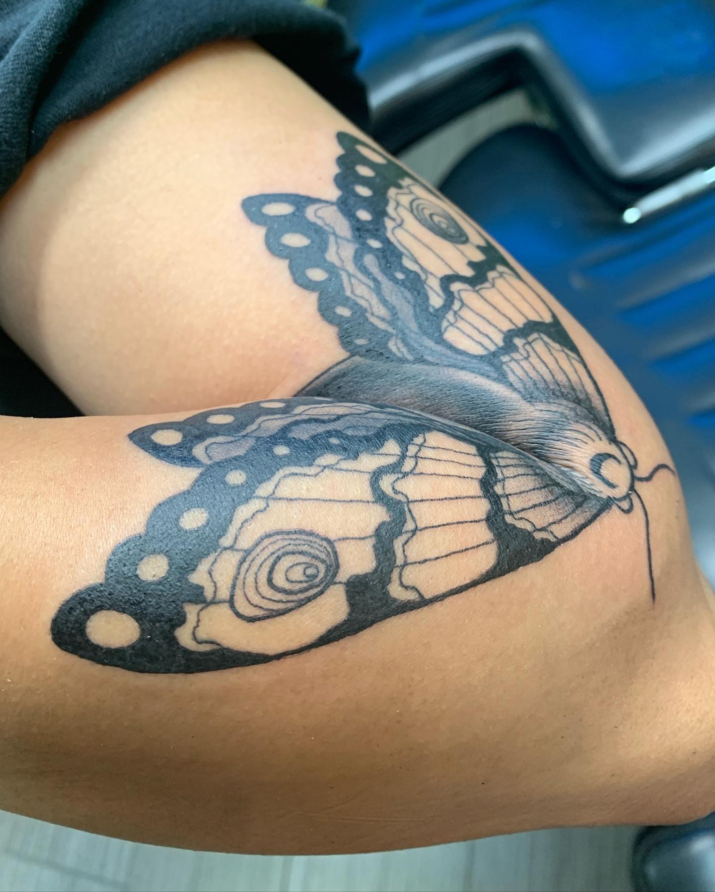 Butterfly black and grey tattoo on the forearm by ដេវី  និល - Davi Nil - Tattoo Artist