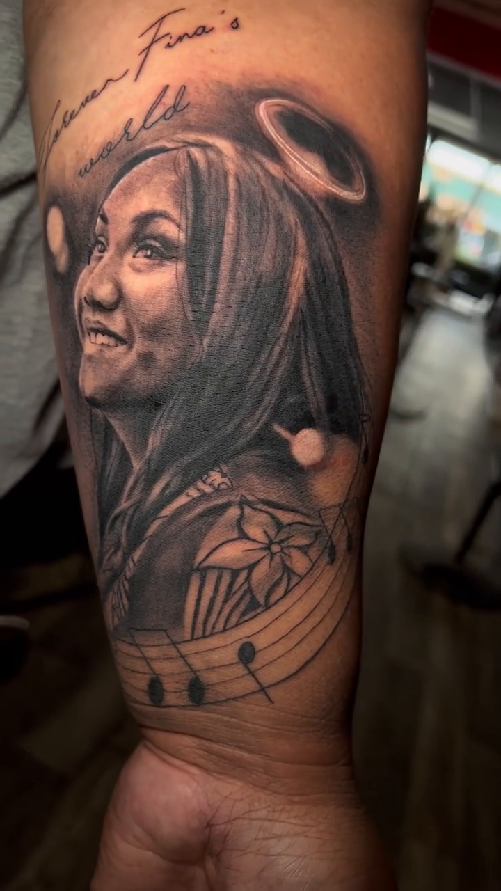 Tattoo by @nik__ink — realism, lettering_script