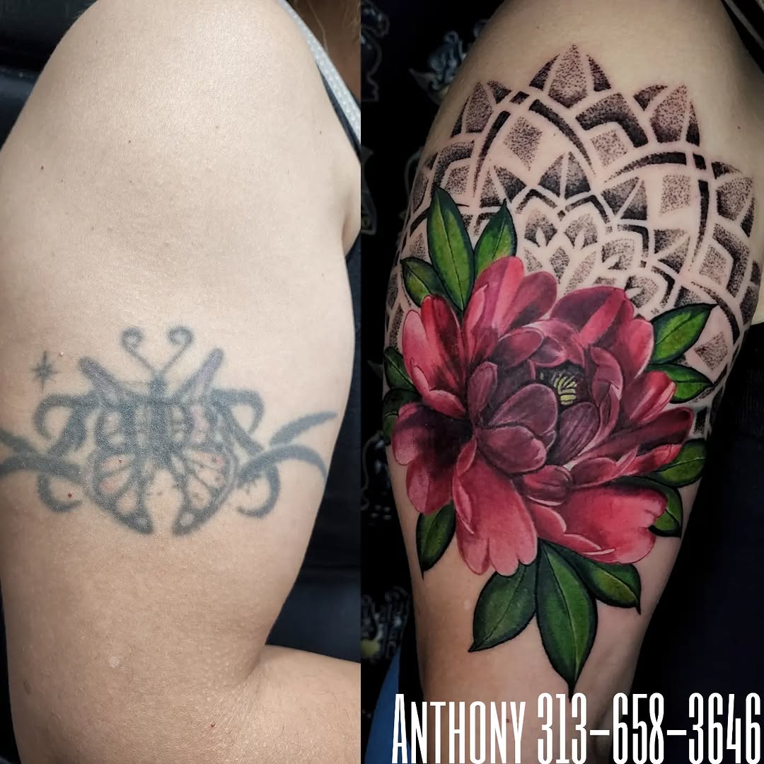 Tattoo by @antmantattoos — realism, dotwork