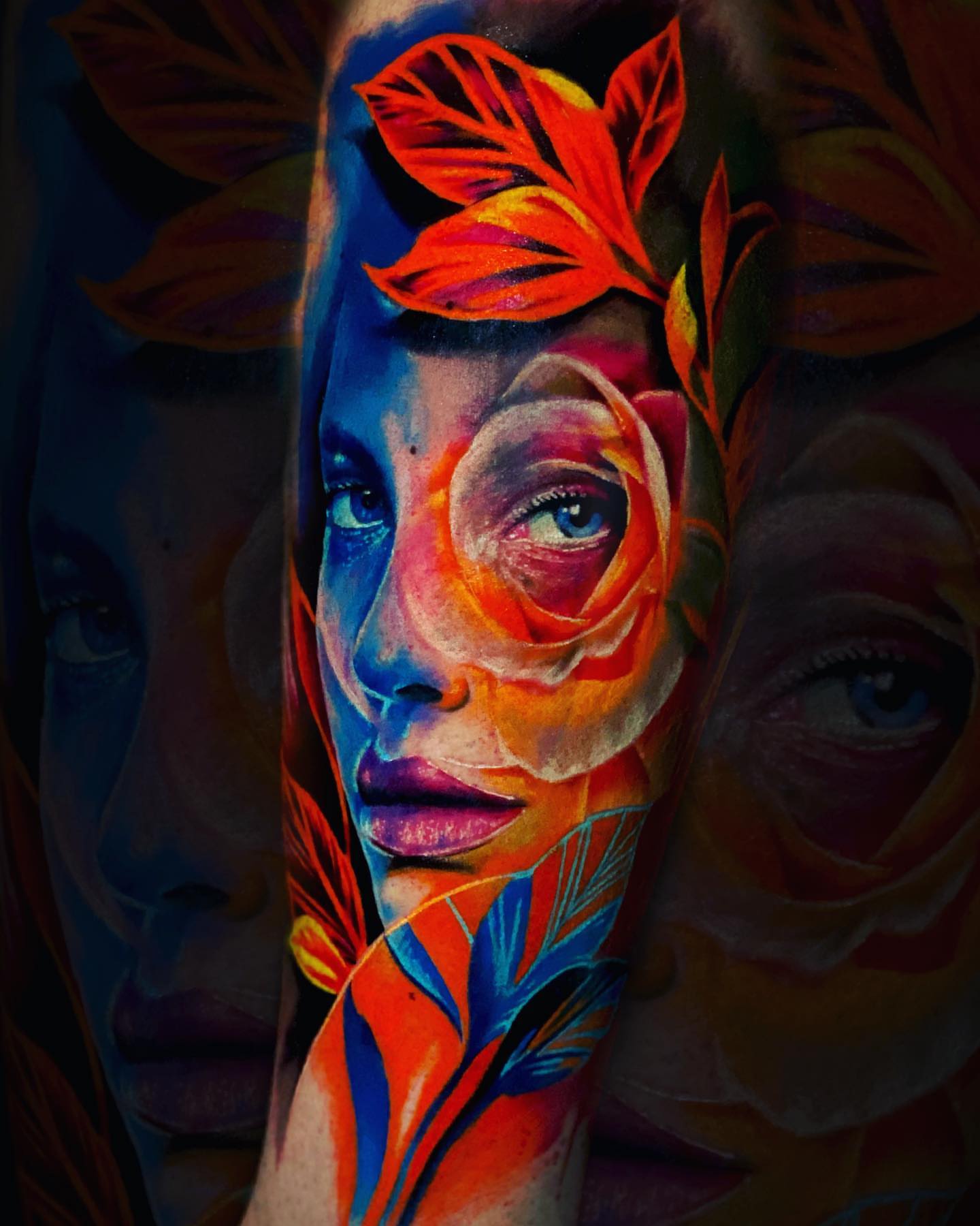 Woman's face realism tattoo on the forearm by Armando Carpio, Miami, Florida