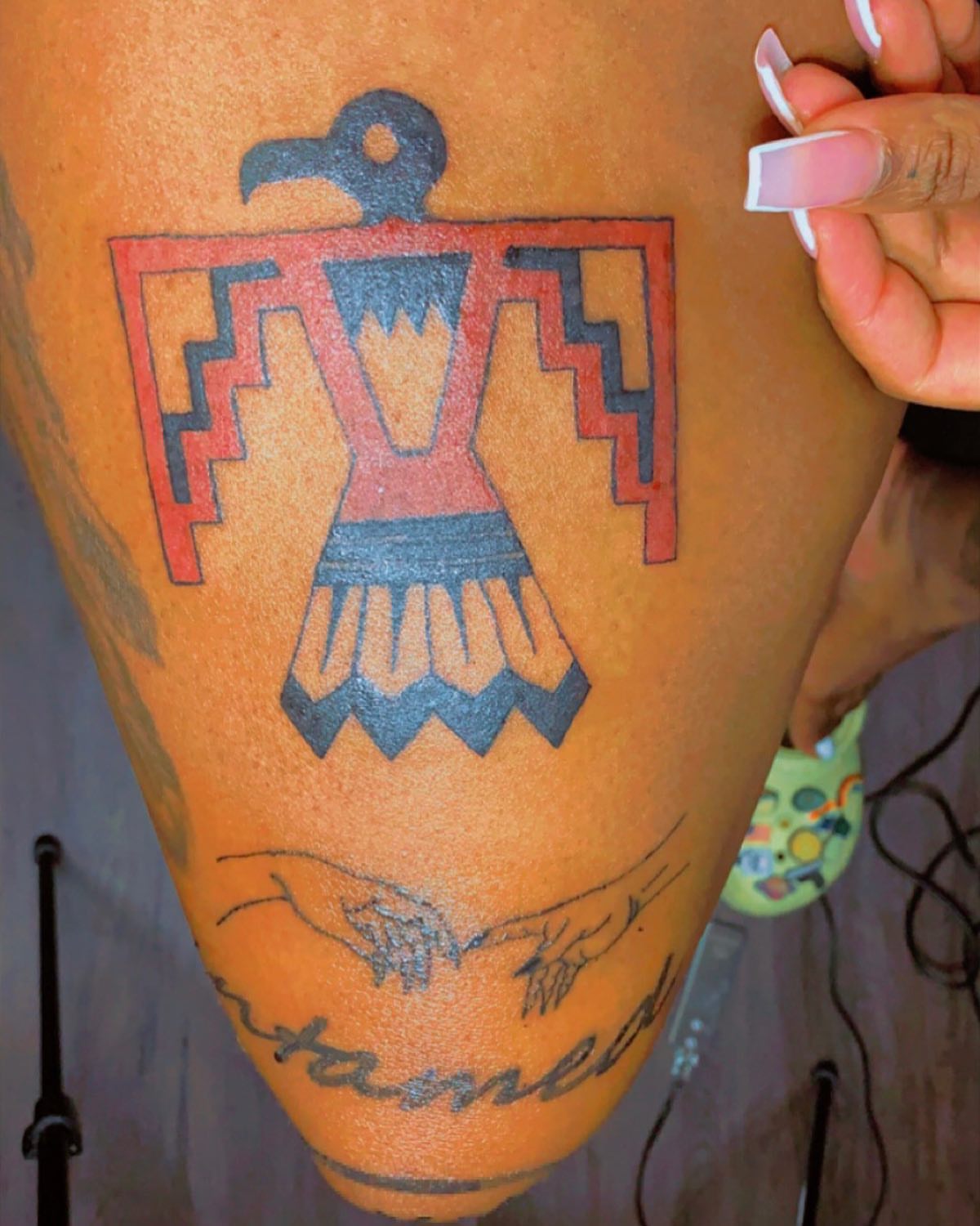 Tribal symbol tribal tattoo on the thigh by Lea-yae’