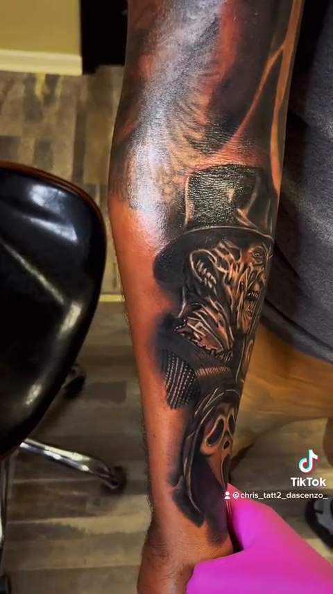 Tattoo by @chris_tatt2_dascenzo_ — dark_realism, black_and_grey