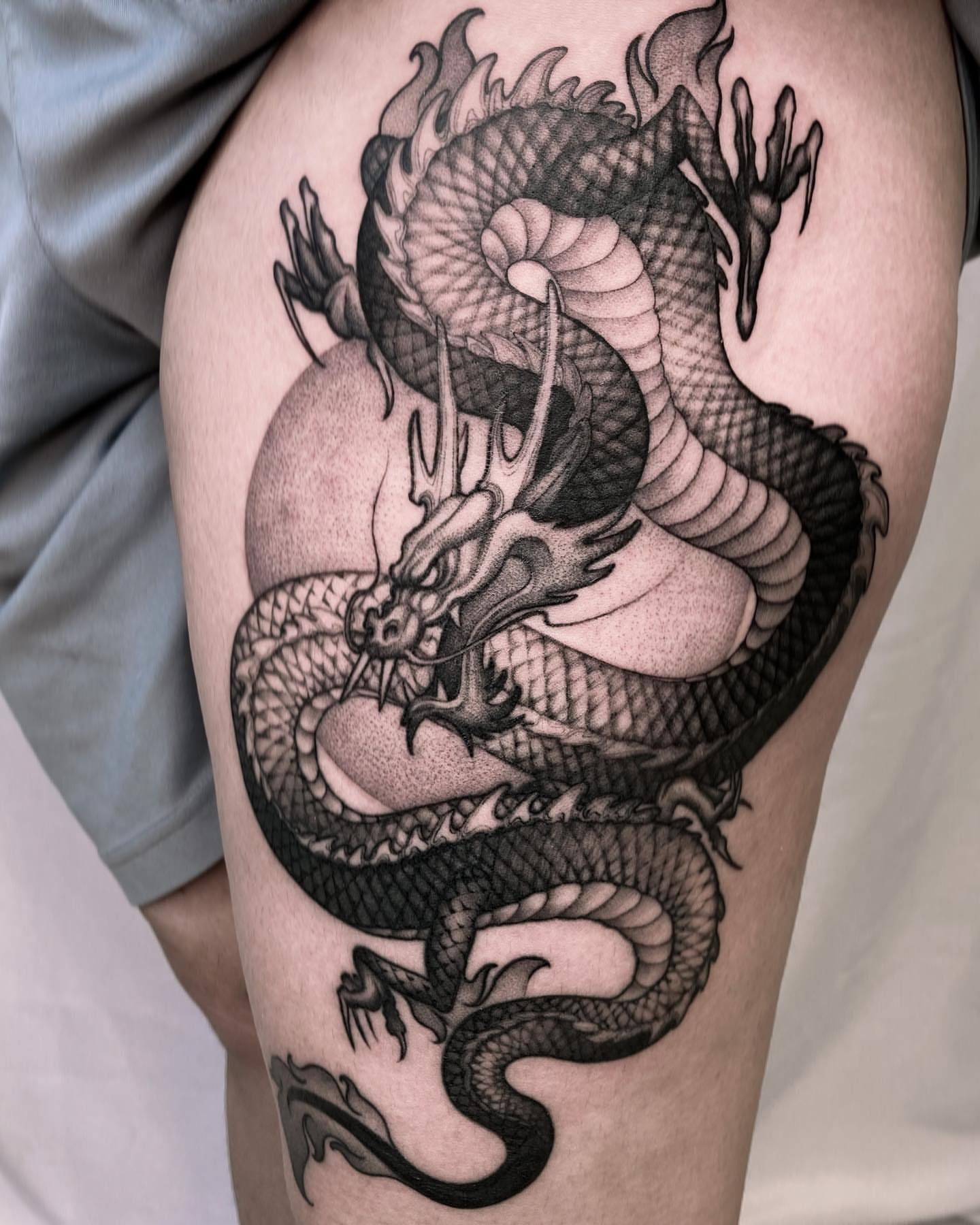 Tattoo by @kairo.tattooer — black_and_grey, dotwork