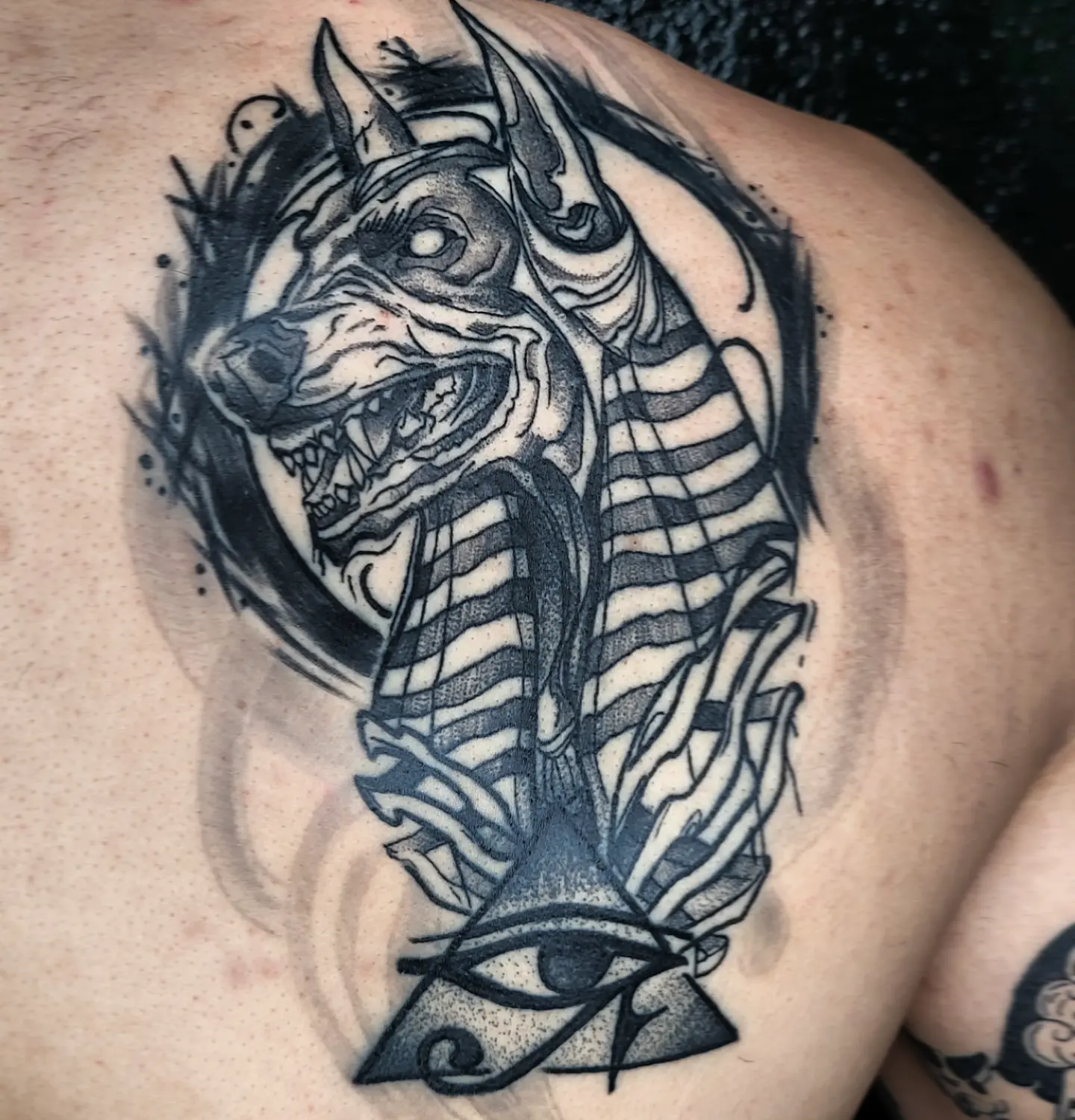 Zebra skeleton dark realism tattoo on the shoulder by TattoosbyPhatboi