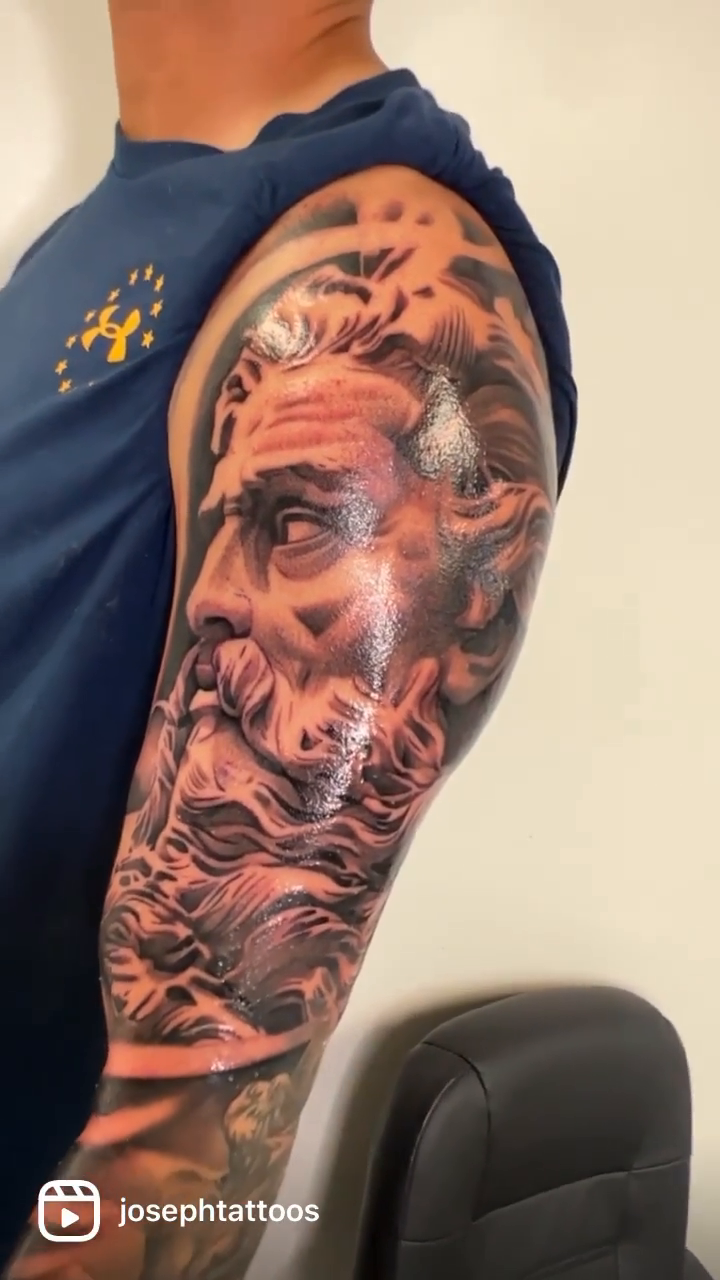 Portrait of a man realism tattoo by Joseph Alvarado