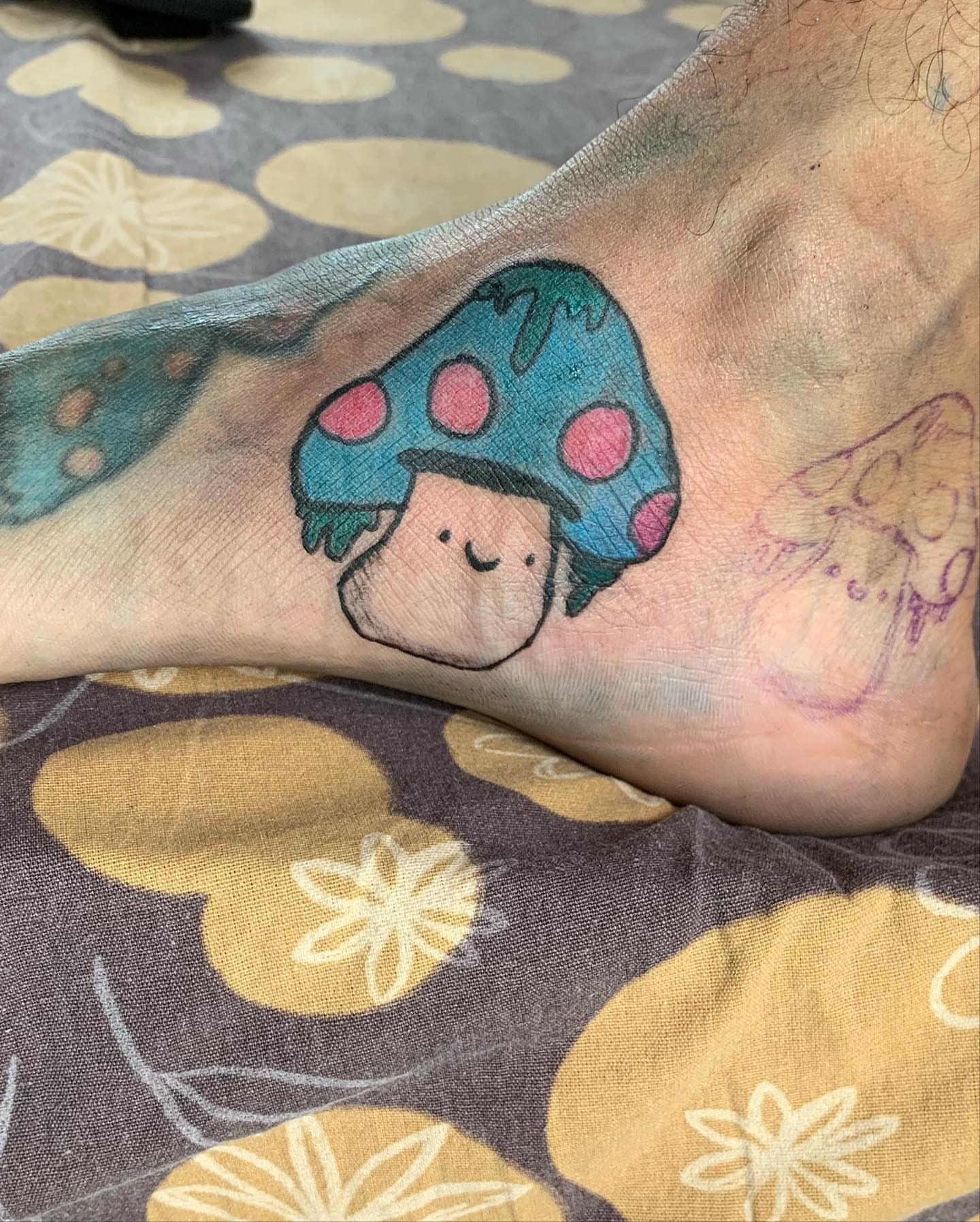 Mushroom dotwork tattoo on the foot by El Zepa