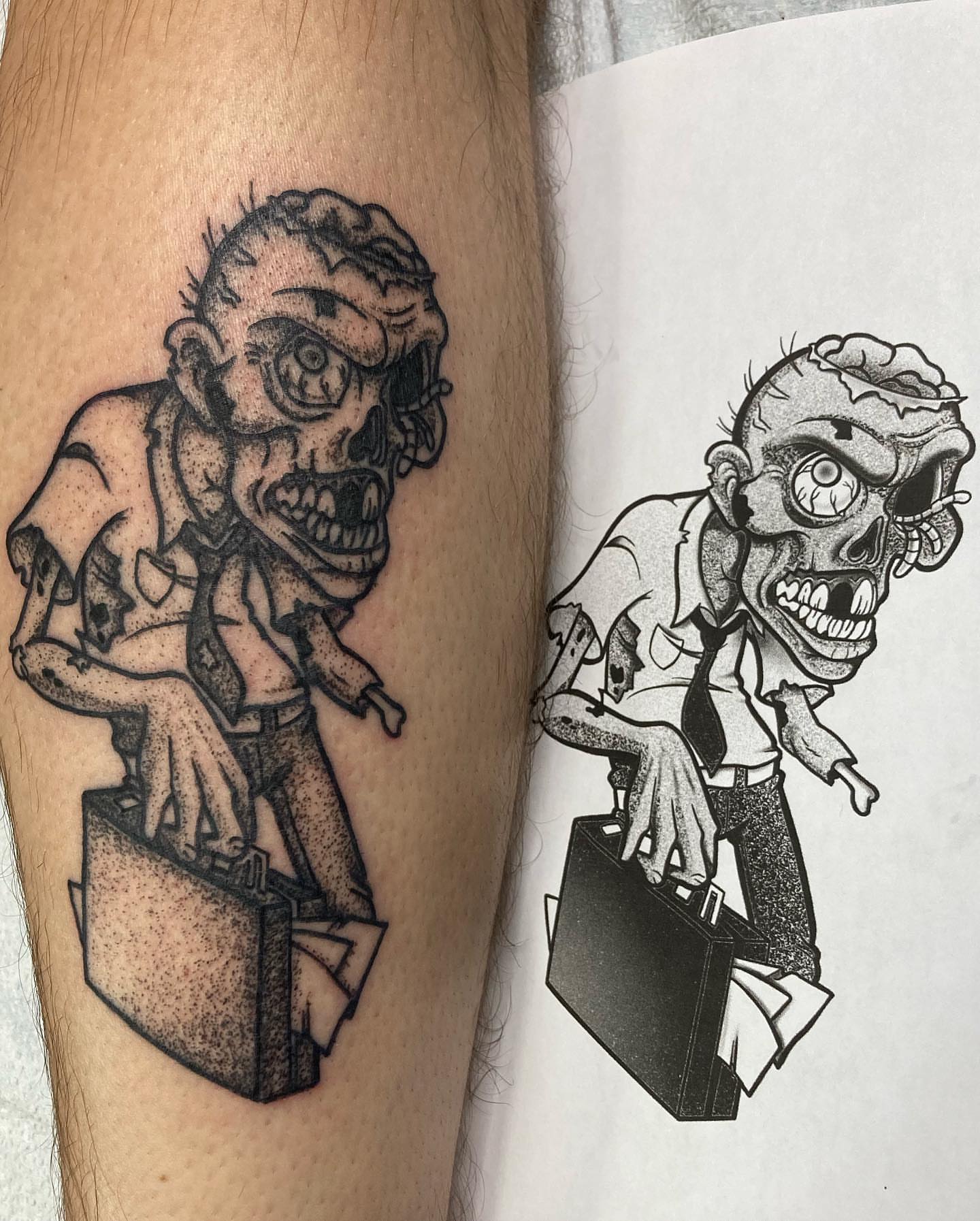 Tattoo by @blainoinsanotattoo — dotwork, realism