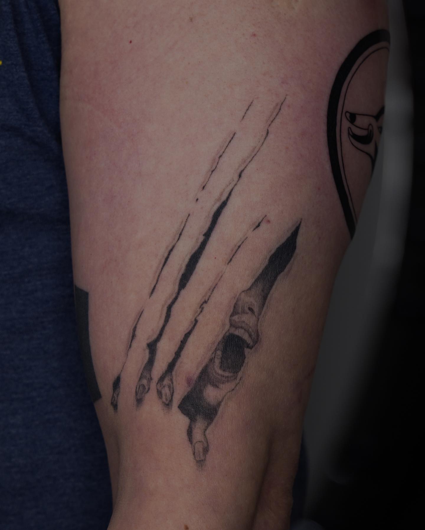 Hand with claws black and grey tattoo on the forearm by Zay - Realistic tattoo Artist