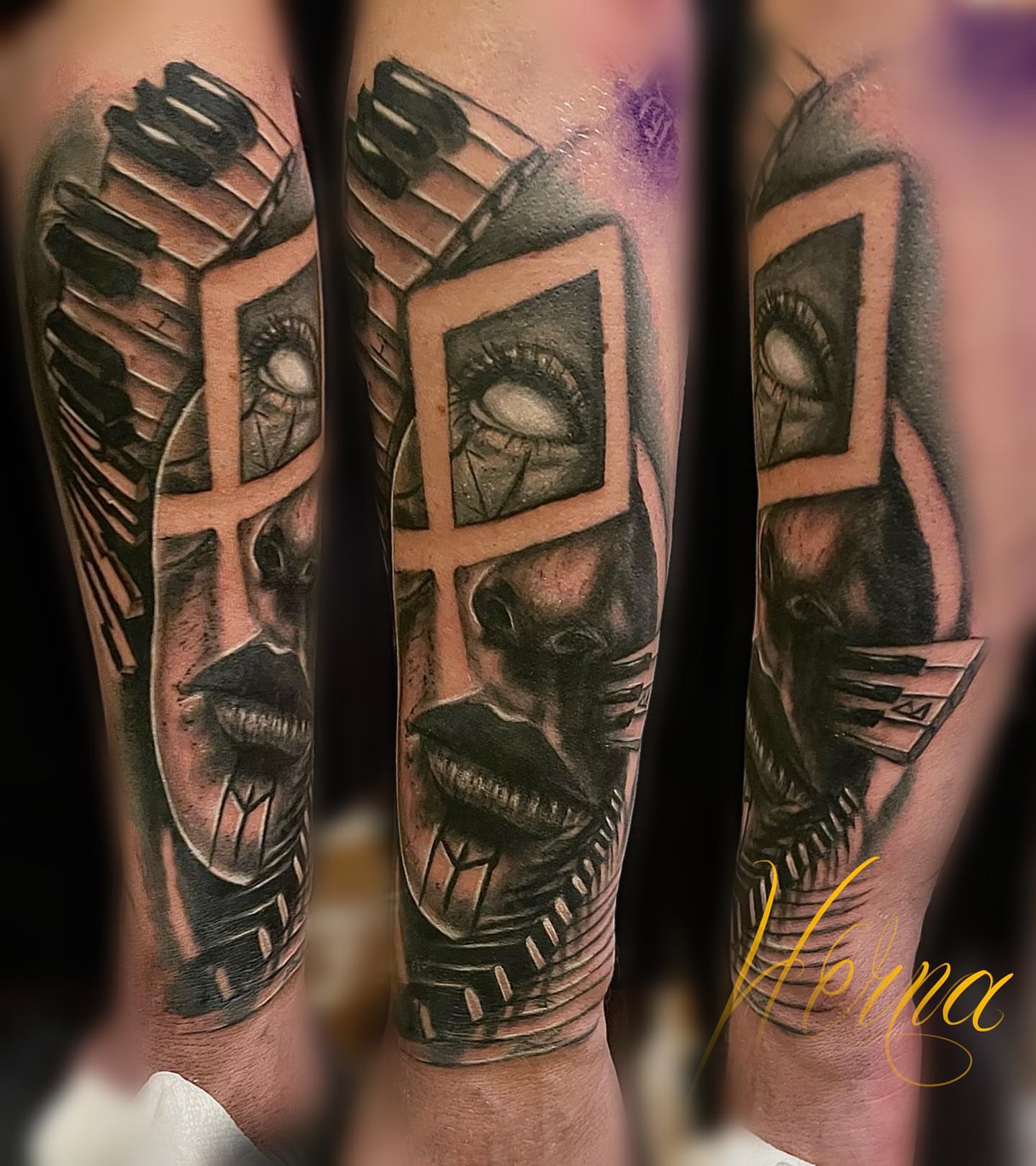 Tattoo by @herna.the.machine — dark_realism, geometric