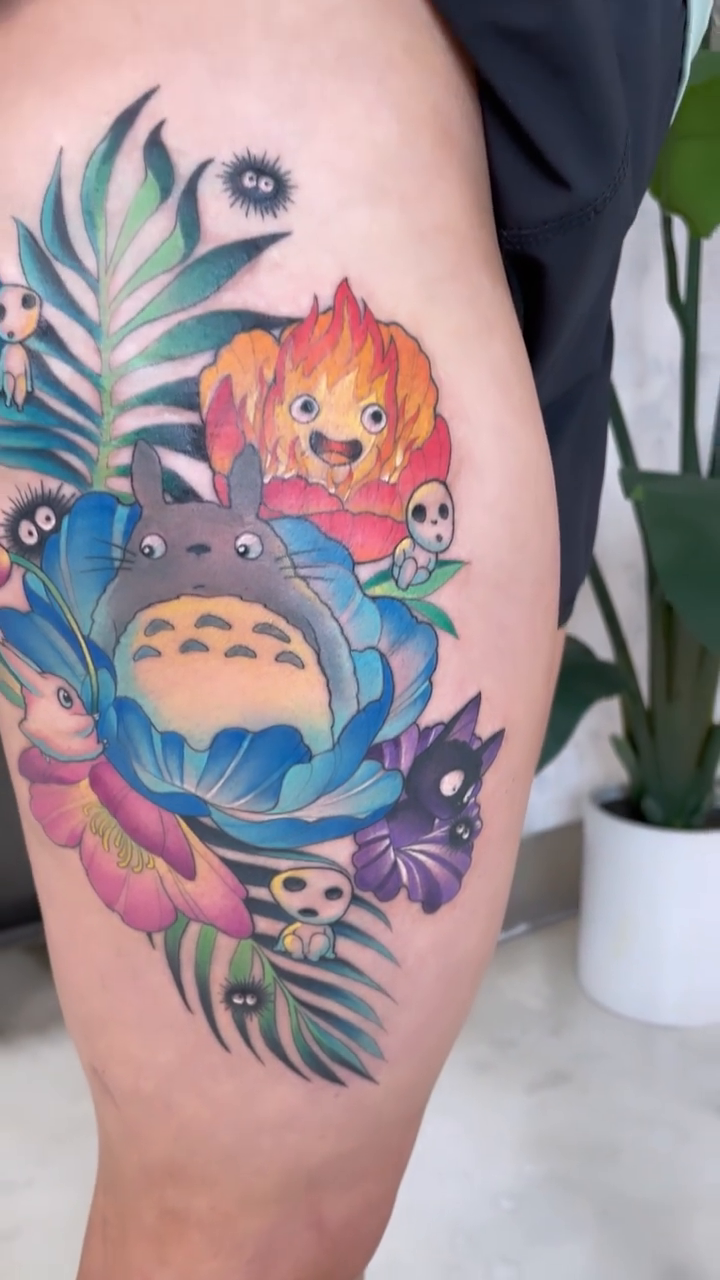 Totoro and friends with flowers anime tattoo by πππΈππ»π΄ππΌπΈ π»πΈπΉπΉπ
ππ
