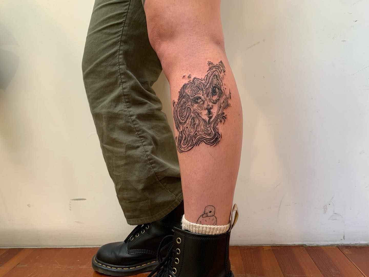 Tattoo by @dreamrealm — black_and_grey