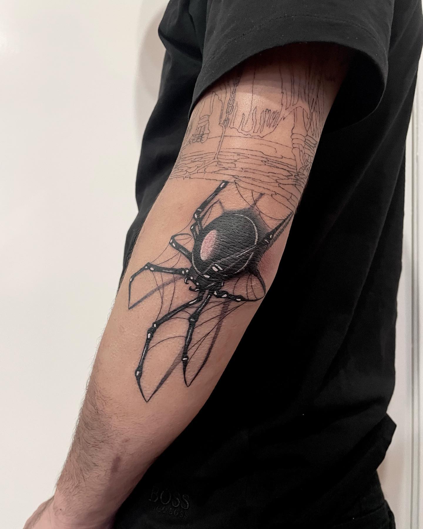 Spider geometric tattoo on the forearm by LA tattoo