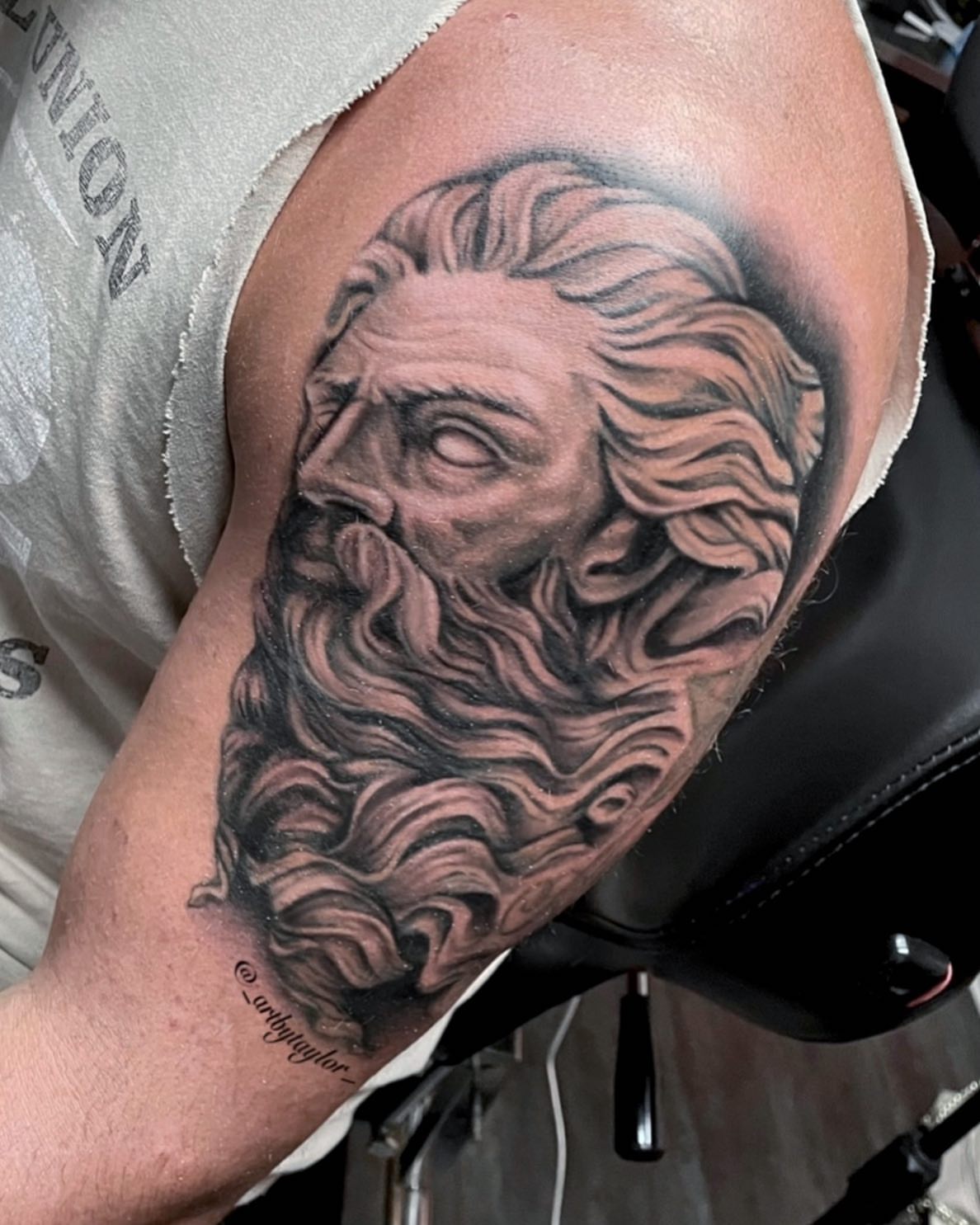 Bearded man's head realism tattoo on the forearm by Taylor✍🏽️