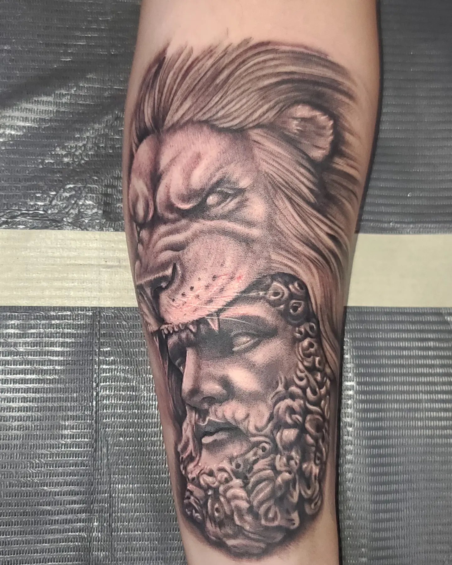 Tattoo by @fromthefiretattoo605 — realism, black_and_grey