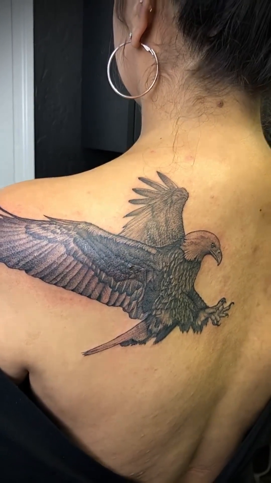 Eagle in flight realism tattoo by Luis Marrufo
