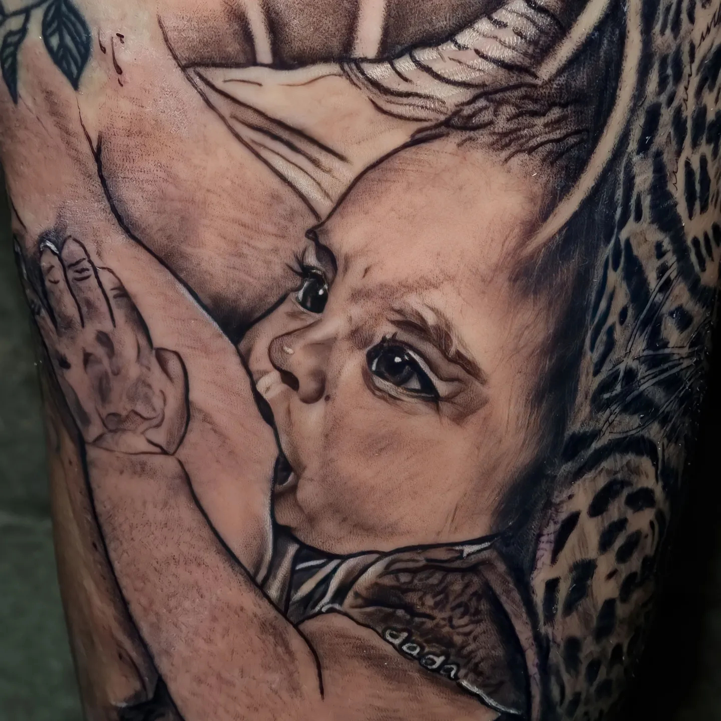 Baby realism tattoo on the forearm by Chris galvis, Charlotte, North Carolina