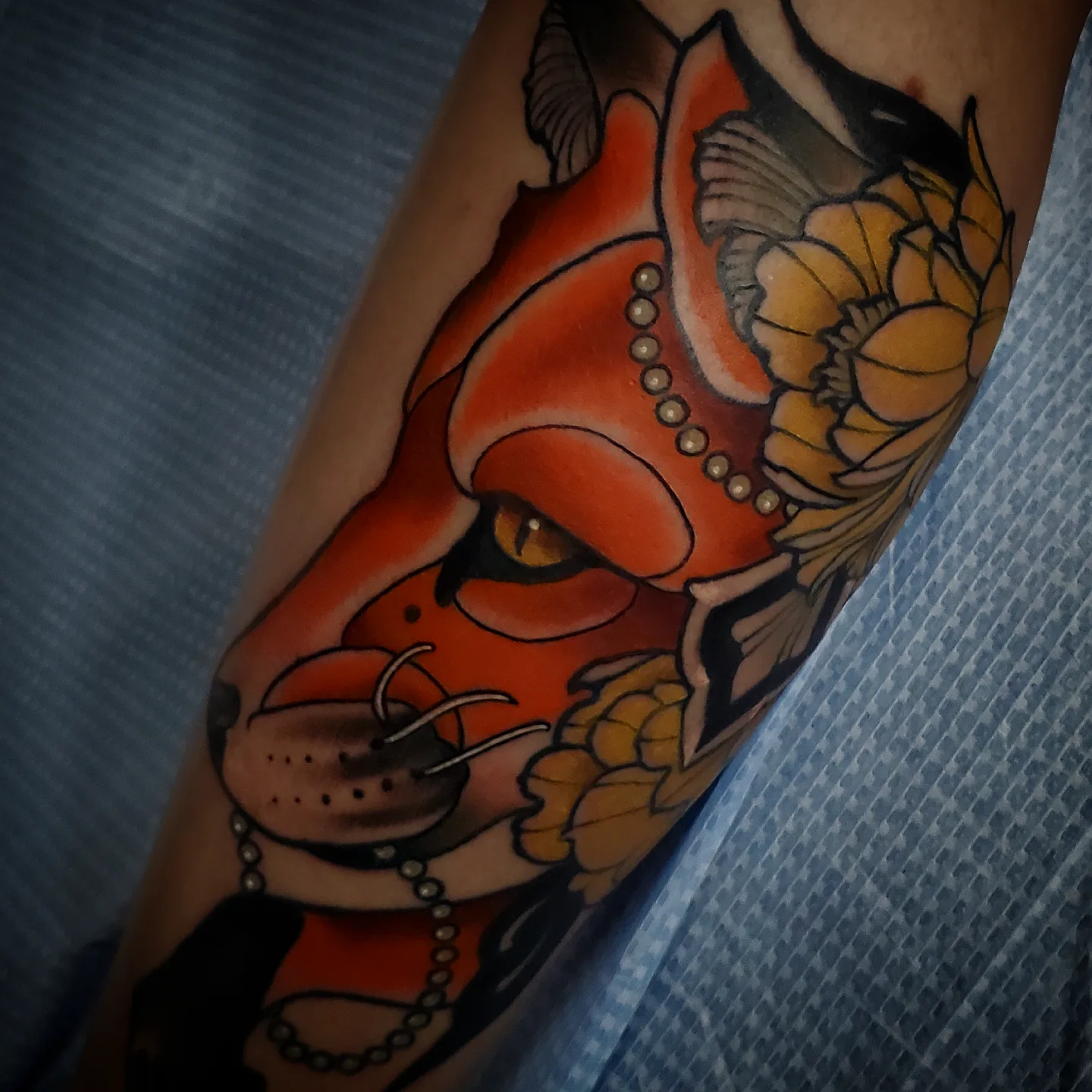Bull American traditional tattoo on the forearm by Ben Friday, Phoenix, Arizona