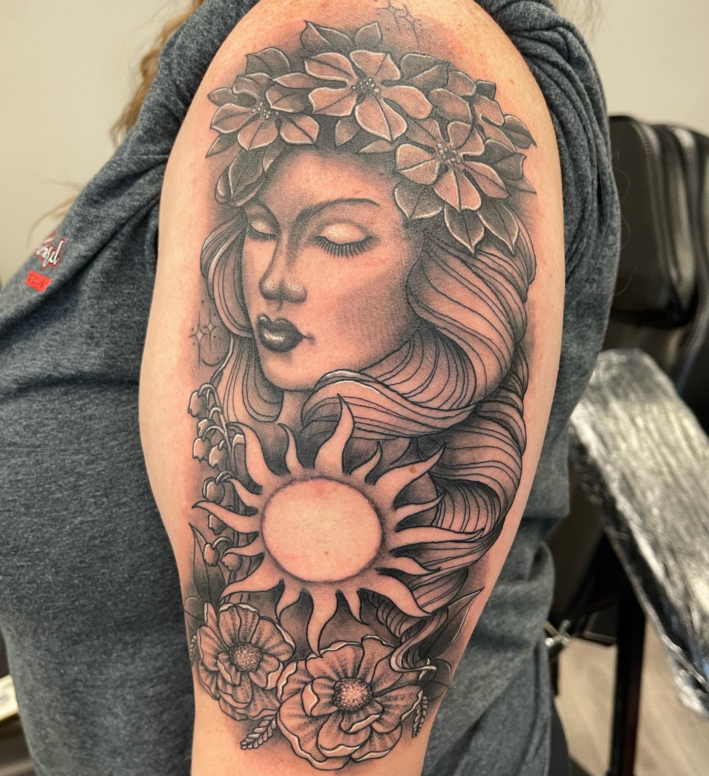 Tattoo by @bigreggtattoos — black_and_grey, realism