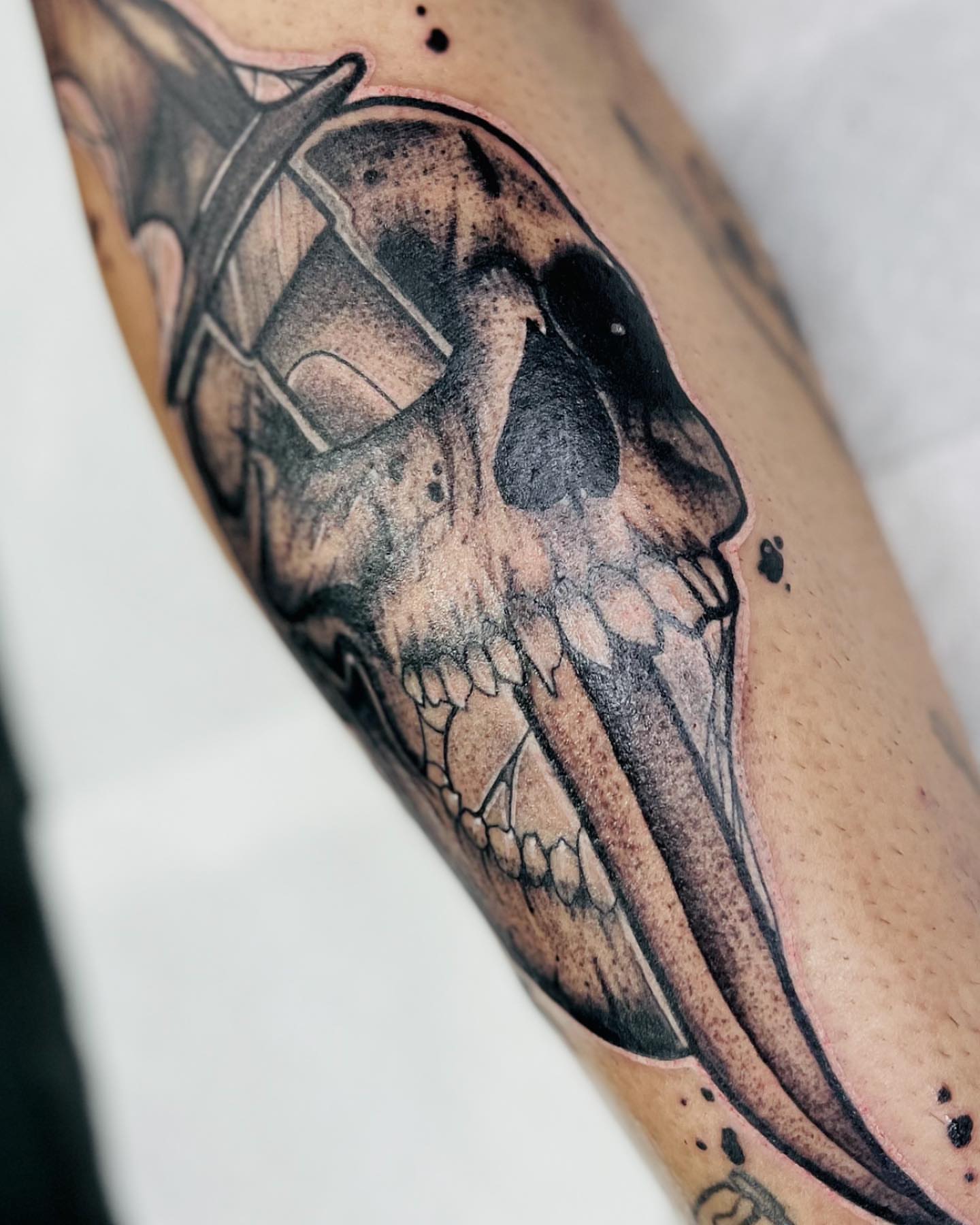 Skull black and grey tattoo on the forearm by Las Vegas Tattoo ⚡️dark Art⚡️