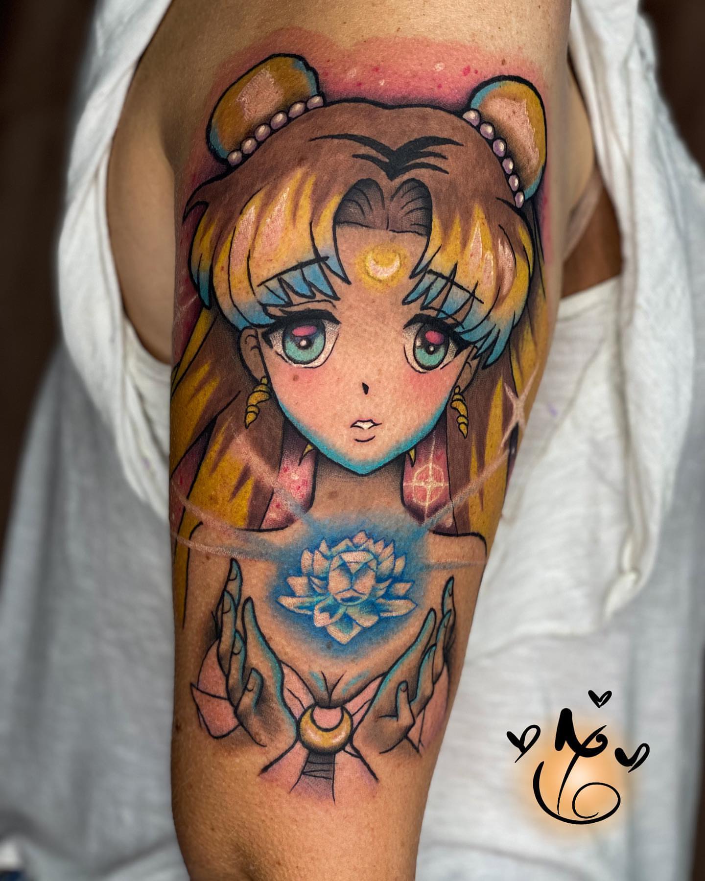 Tattoo by @deussayink — anime, dotwork