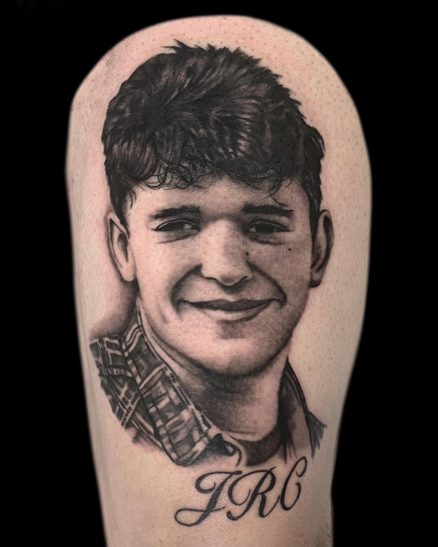 Portrait realism tattoo on the forearm by Jen Bean, Richmond, Virginia