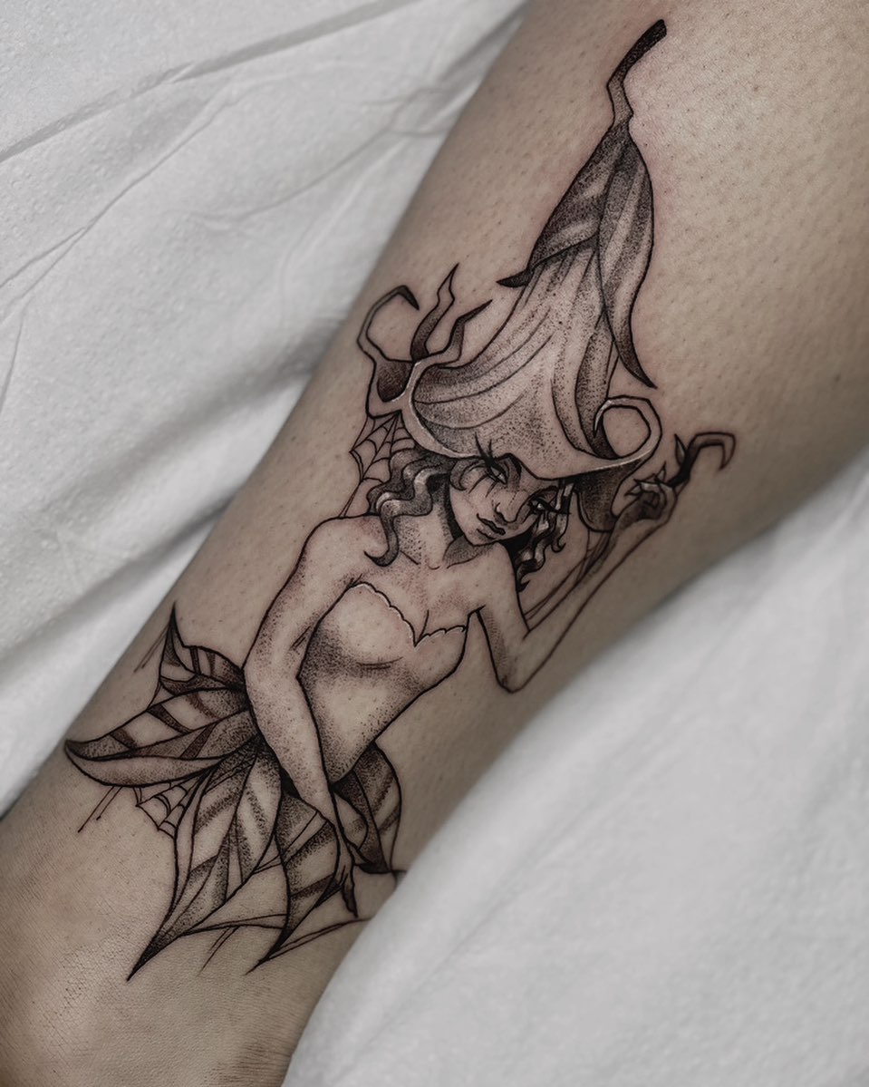 Tattoo by @mykymilk β dotwork, black_and_grey
