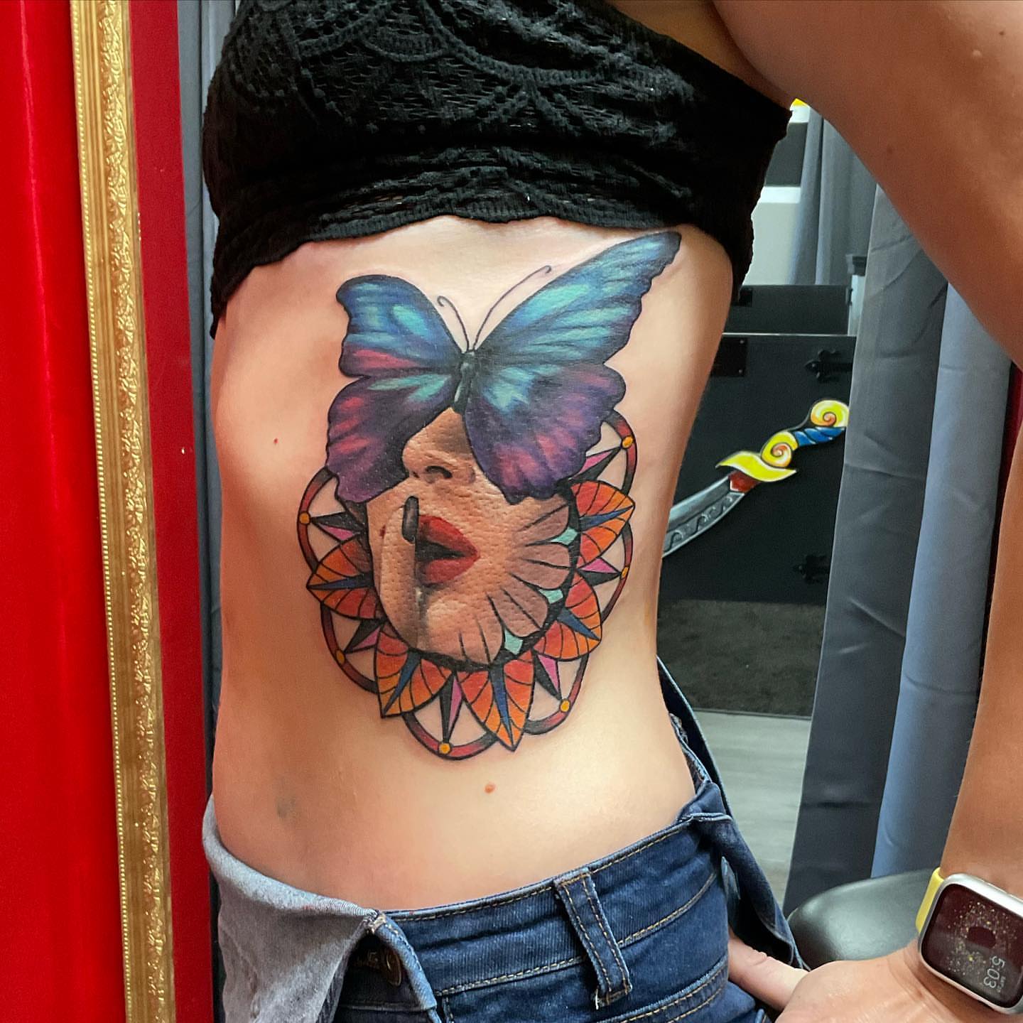 Tattoo by @huckleberrytattoos — geometric, realism
