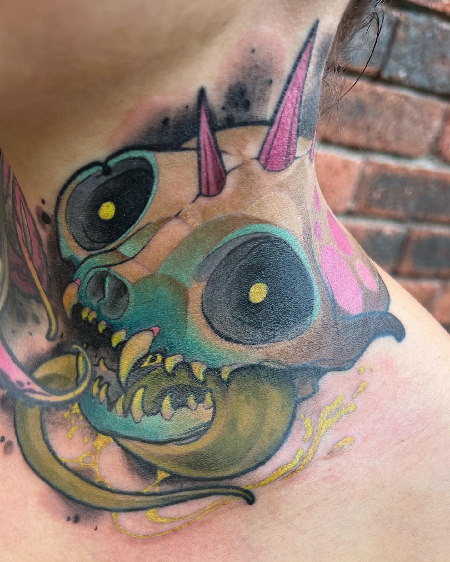 Skull dotwork tattoo on the shoulder by Ben Viamontes
