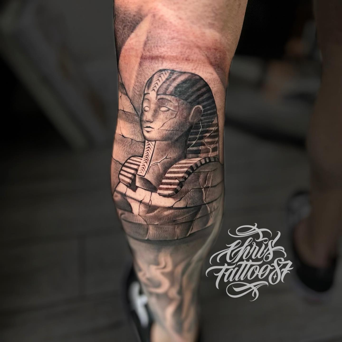 Ancient Egyptian figure realism tattoo on the forearm by chris tattoo