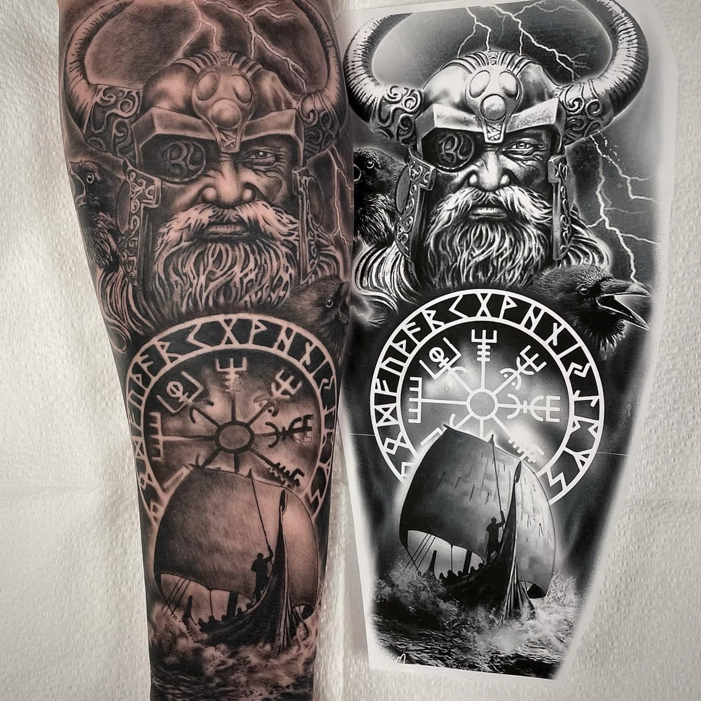 Viking warrior realism tattoo on the forearm by Charlie