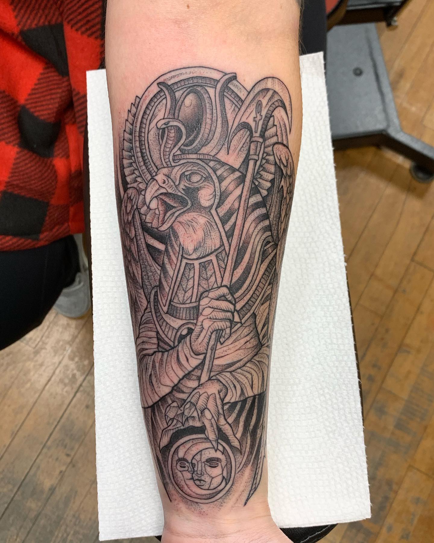 Tattoo by @oldetownescott — black_and_grey, geometric
