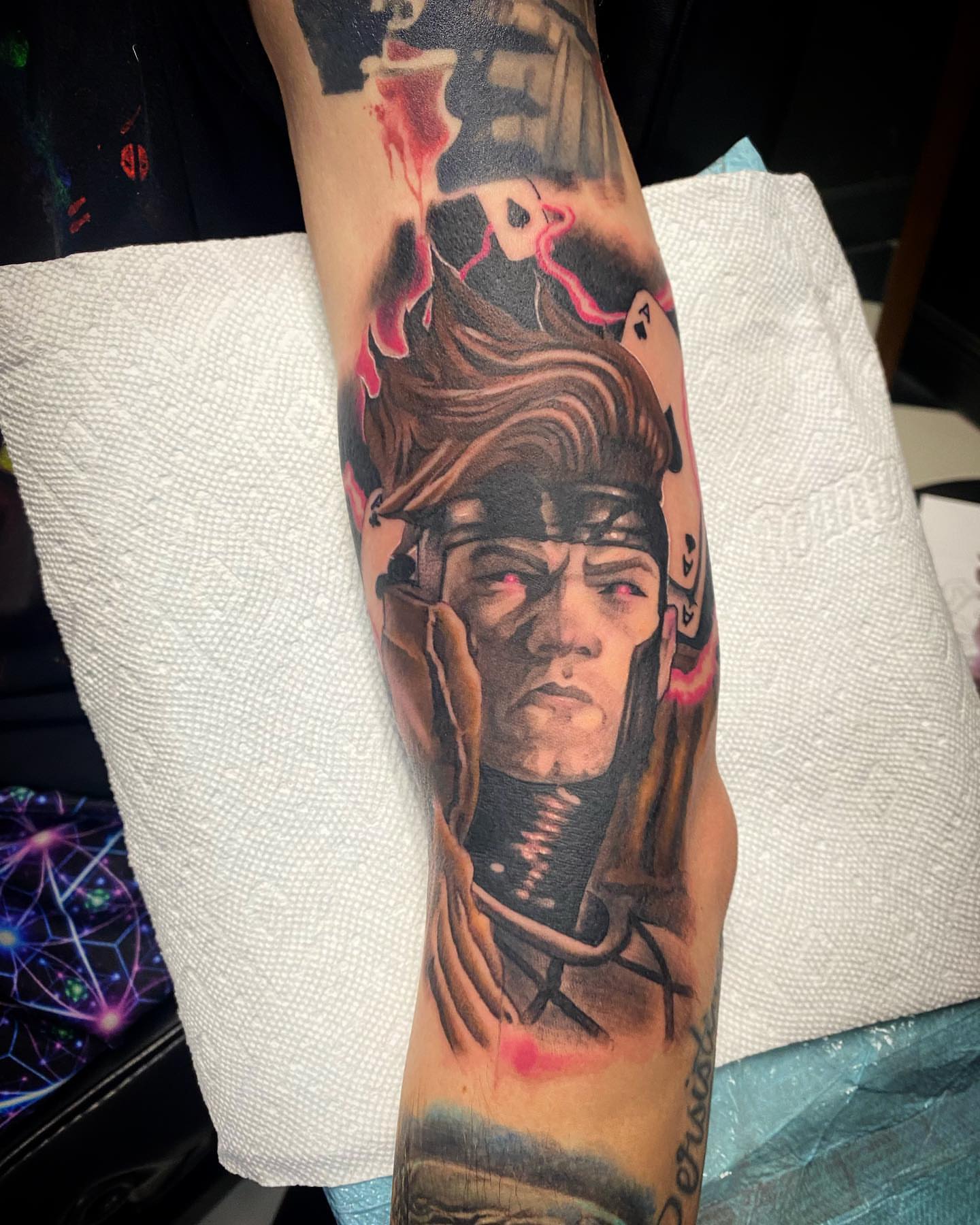 Portrait of a man realism tattoo on the forearm by 🦇💀Matt Perlman💀🦇
