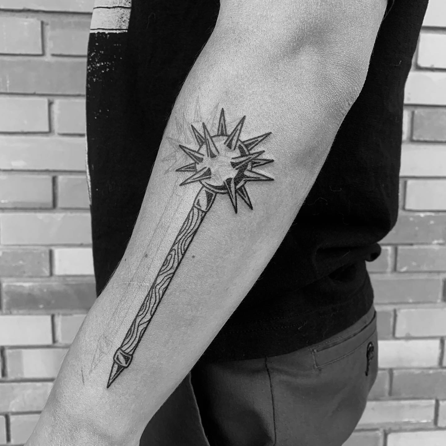 Magic wand black and grey tattoo on the forearm by s͓̽a͓̽w͓̽n͓̽j͓̽a͓̽