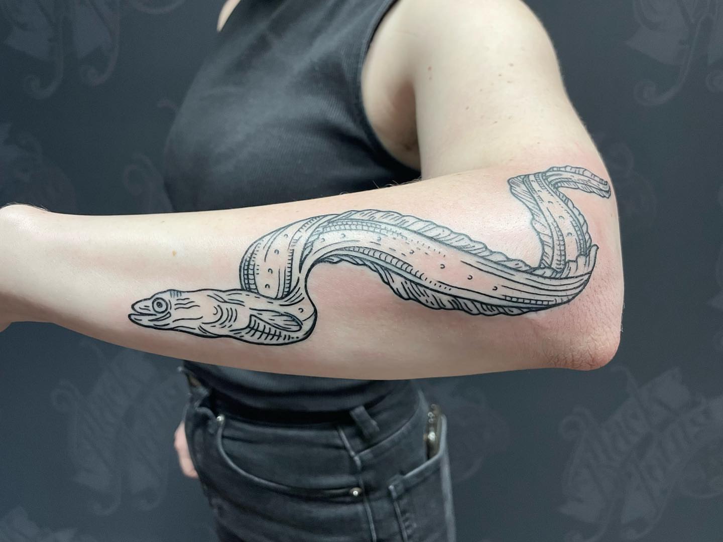 Tattoo by @kmarsdentattoos — black_and_grey