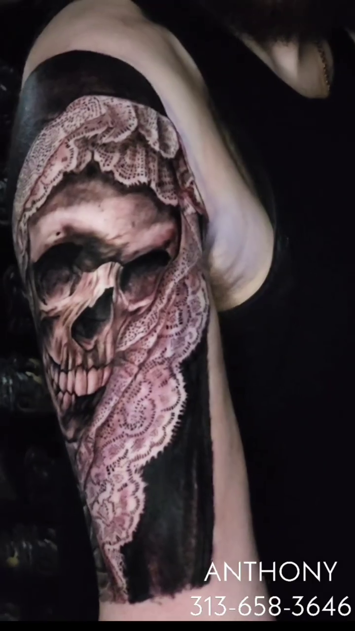 Tattoo by @antmantattoos — dark_realism, black_and_grey