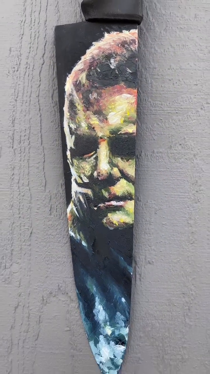 Michael Myers portrait on a knife realism tattoo by El Pato, San Jose, California