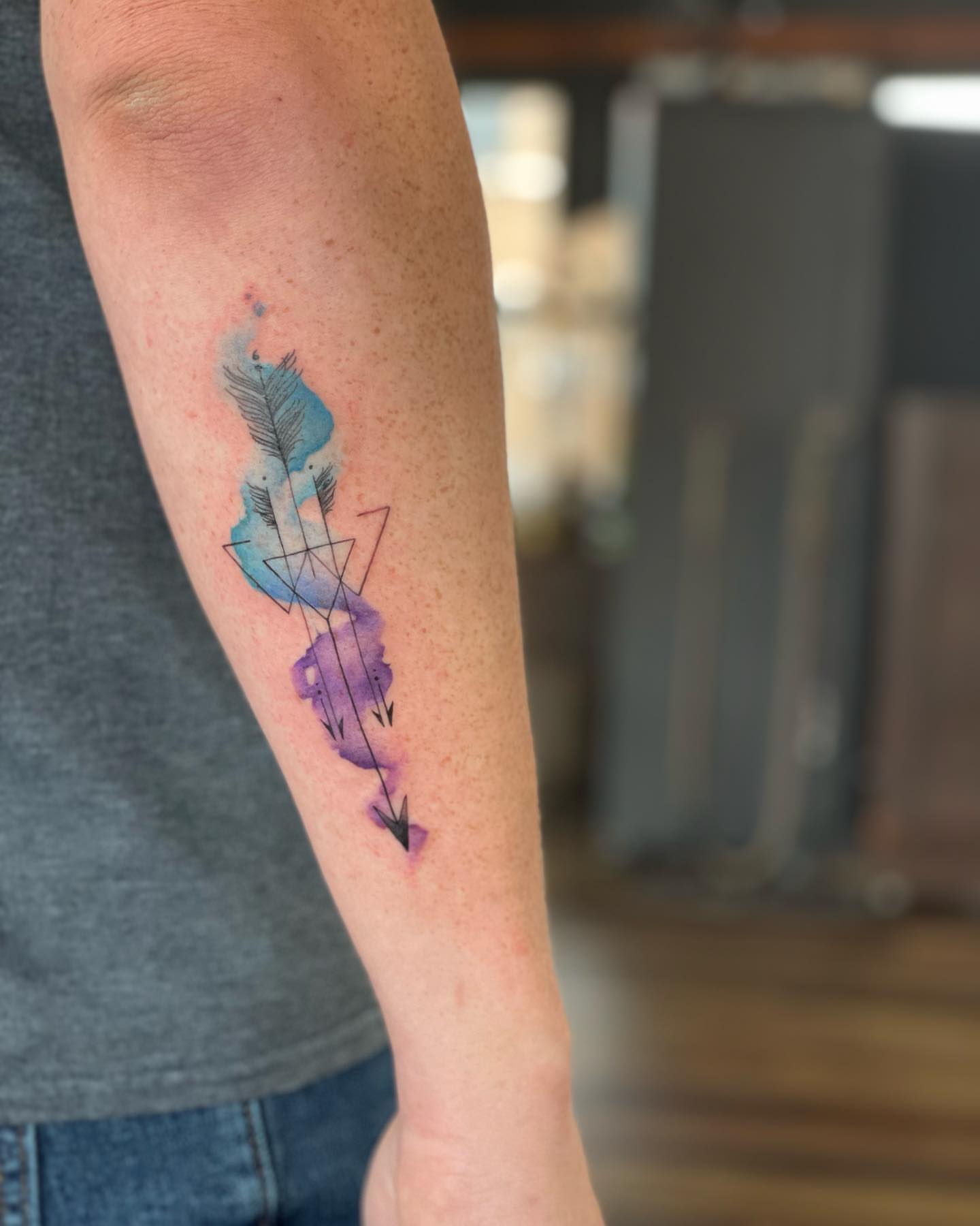 Tattoo by @georgiagreytattoos — geometric, watercolor